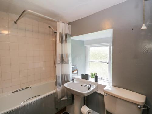 ein Badezimmer mit einem Waschbecken, einem WC und einer Badewanne in der Unterkunft Brigg House in Broughton in Furness