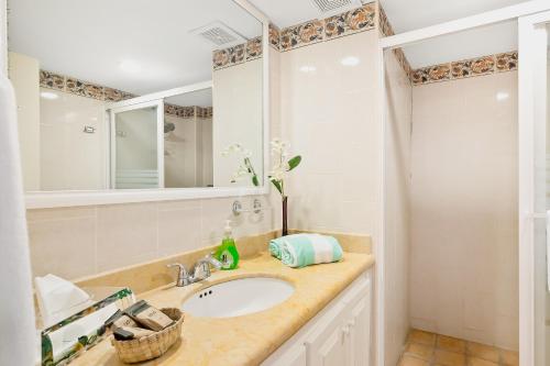 a bathroom with a sink and a mirror at Anclote 5103 in Punta Mita