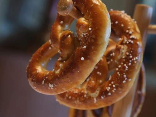 a group of pretzels on a stick at Hotel Brauerei Frohsinn in Arbon