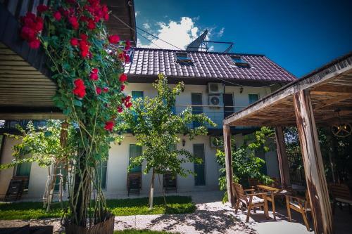 a house with a bunch of roses hanging from it at Neata Vama Veche in Vama Veche