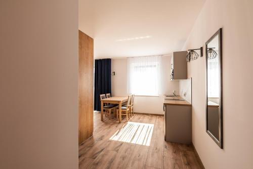 Kuchyň nebo kuchyňský kout v ubytování Apartamenty Henry