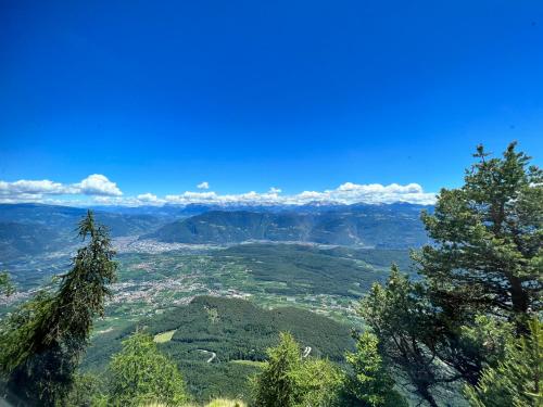a view of a valley with trees and mountains at PanoramaHotel Penegal in Mendola