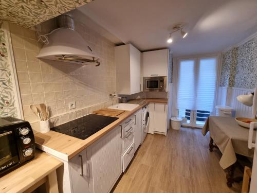 eine Küche mit Spüle und Herd Oberer Backofen in der Unterkunft C01A02 La Casa del Pintor in Santander