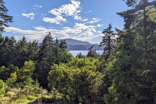 a view of a lake through the trees at Villa w/ Amazing Bay Views Near Beach w/ Garden, Ping Pong in Eastsound