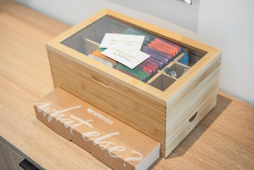 a box filled with books on a table at BRIGHT: Rosenheim Aicherpark in Rosenheim