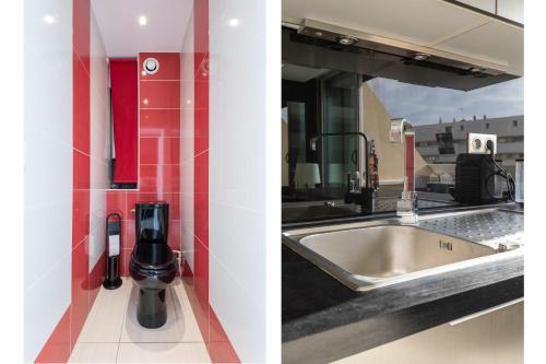 Kuchyň nebo kuchyňský kout v ubytování Red Coral Heliopolis naturiste