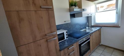 Kuchyň nebo kuchyňský kout v ubytování Appartements Haus Bergland