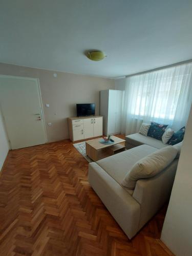 a living room with a couch and a table at Apartment Holiday in Vrnjačka Banja