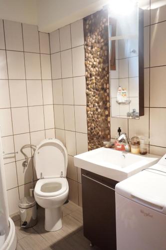 a bathroom with a toilet and a sink at Blue Horizon Dream in Thymonia Beach