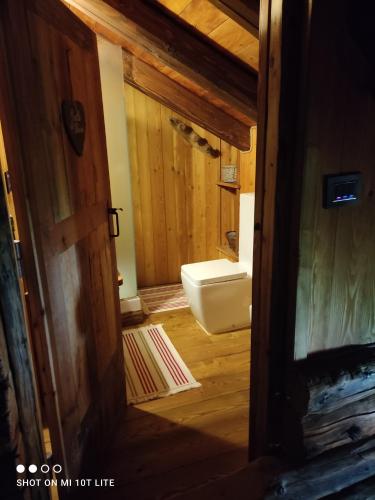 a bathroom with a toilet and a sink at RASCARD D'ANTAN in Chamois