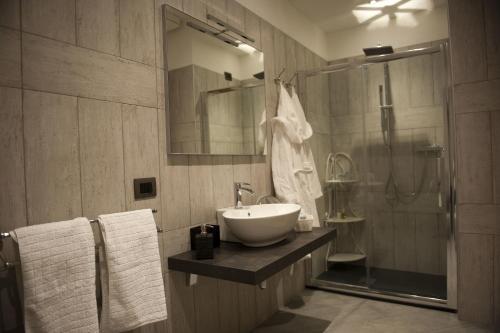 ヴェローナにあるAlla Terrazza Apartmentのバスルーム(シンク、シャワー付)