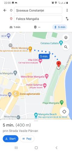a screenshot of a cell phone with a map at Apartament Gabriela in Mangalia