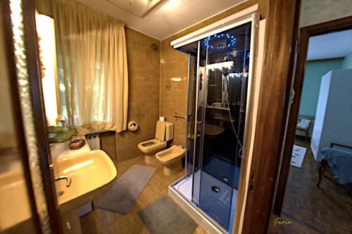 DonnazにあるB&B Jasmynのバスルーム(シャワー、洗面台、トイレ付)