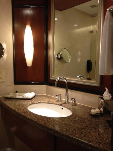 a bathroom with a sink and a mirror at Blue Diamond Pune IHCL SeleQtions in Pune