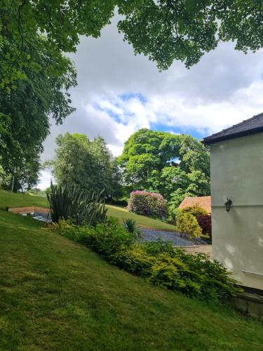 a garden view from the side of a house at Rainworth Lodge in Nottingham