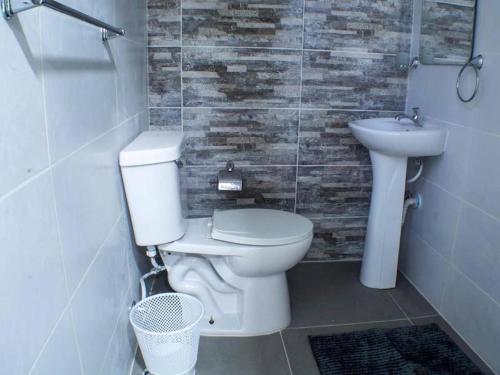 a bathroom with a toilet and a sink at Malecon Cozy - Premium Plus 11 in Santo Domingo
