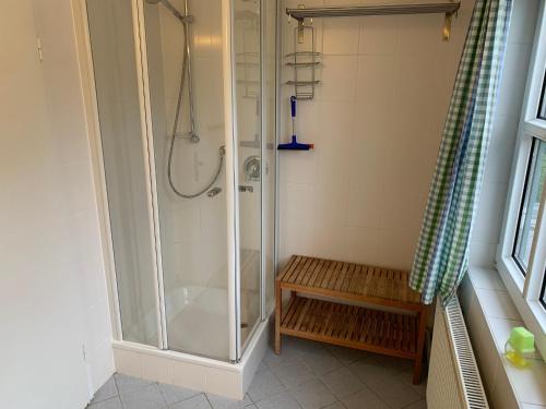 e bagno con doccia in vetro. di Ferienhaus "Sanddorn" a Sankt Peter-Ording
