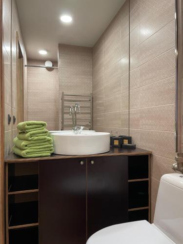a bathroom with a sink and a toilet at Karlsons Antique in Liepāja