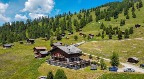 an aerial view of a large house on a hill at Chalet des Alpes NATURE & MOUNTAIN by Alpvision Résidences in Prarion