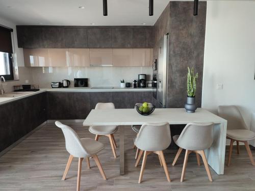 Kuchyň nebo kuchyňský kout v ubytování VagiaNa apartment Διαμέρισμα κοντά στο αεροδρόμιο