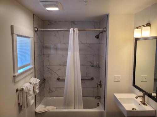 Anchorage Motel tesisinde bir banyo