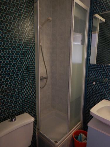 W łazience znajduje się prysznic, toaleta i umywalka. w obiekcie Appartement 4 personnes - Argelès-sur-Mer w Argelès-sur-Mer