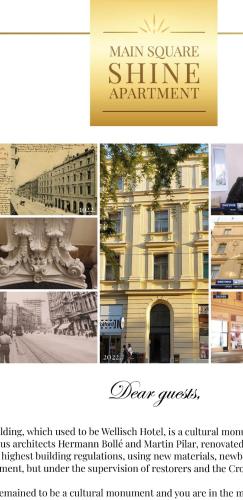 a collage of pictures of a building at Luxurios and historic apartment "Shine" - right on the Main Square in Zagreb
