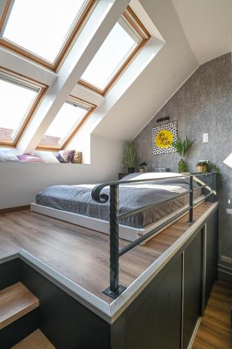 Letto o letti in una camera di Palms Apartments Budapest