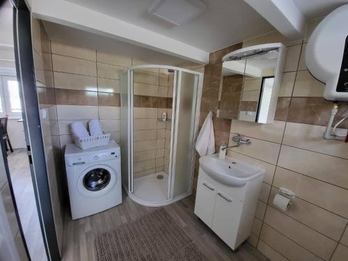 Koupelna v ubytování Apartmán u kolejí I