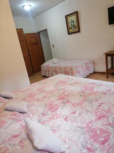 Cama o camas de una habitación en Posada Bugambilias