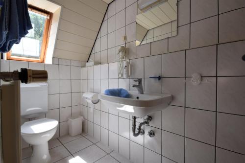 a bathroom with a toilet and a sink at BmB Kirchwalsede Monteurzimmer / Unterkunft in Kirchwalsede