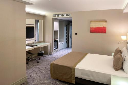 a hotel room with a bed and a desk at The Conforium Hotel Van in Van