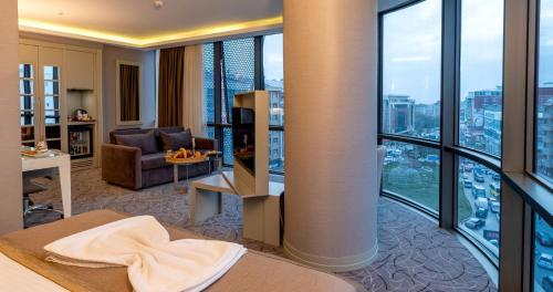 a hotel room with a view of a city at The Conforium Hotel Van in Van