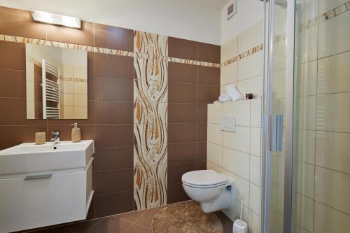 ein Bad mit einem WC und einem Waschbecken in der Unterkunft Apartment Bonita Tále in Bystrá