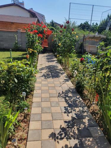 a stone path in a garden with flowers at Casa Roua in Venus