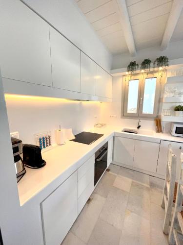 Kuchyň nebo kuchyňský kout v ubytování SUNSENSES luxury VILLAS Paros