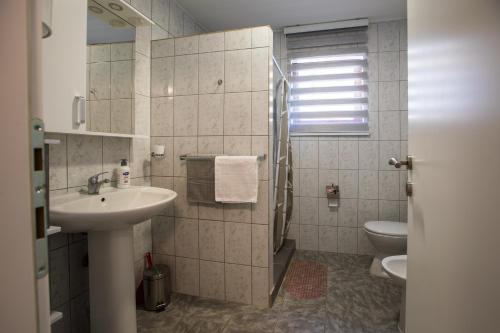 een badkamer met een wastafel en een toilet bij Apartment Salman in Sarajevo