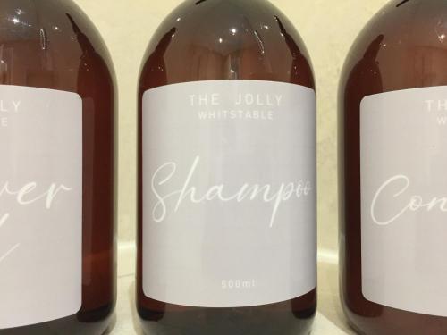 three bottles of red wine with white labels at Whitstable The Jolly in Whitstable