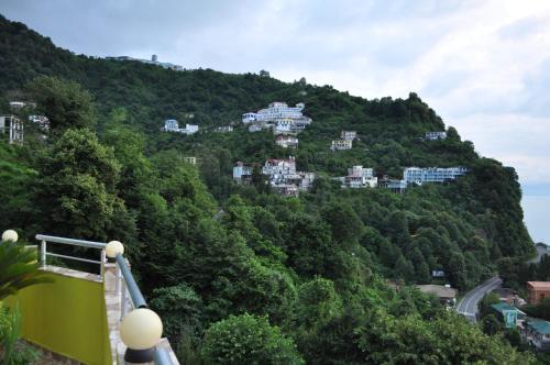 a group of houses on a hill with trees at Akhmed Guest House in Kvariati