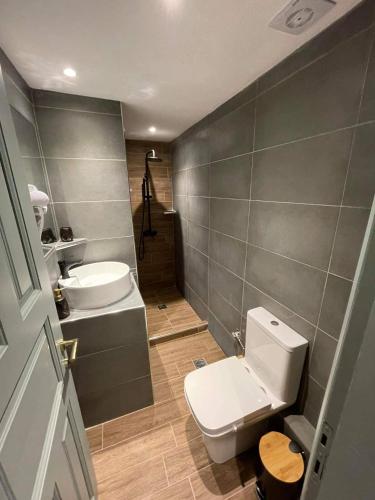 a bathroom with a toilet and a sink at Grecos ART SKIATHOS in Skiathos Town