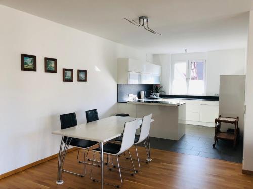 Kuchyň nebo kuchyňský kout v ubytování brauHAUS