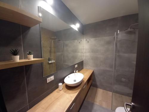 a bathroom with a sink and a shower at Ferma in Makarska