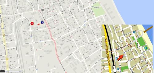 una mappa di una città con strade ed edifici di Sopot Homey Apartment a Sopot