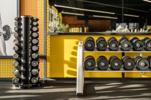 a rack of tires in a store at City Inn Lviv Smart Hotel in Lviv