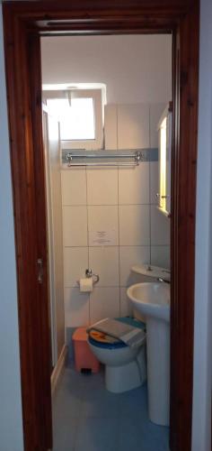 a bathroom with a toilet and a sink at FAROS in Agios Nikolaos