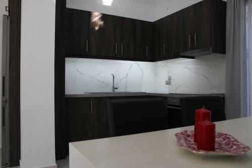 A kitchen or kitchenette at Drebos Apartments