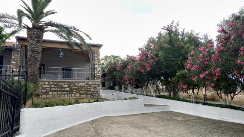 una casa con una palma e una recinzione di Palm Villa ad Astrís
