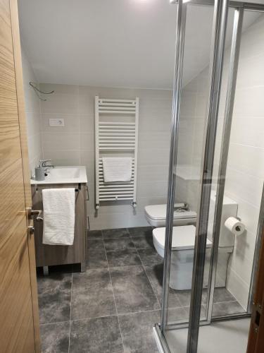 a bathroom with a toilet and a sink at Los Casares in Riaño