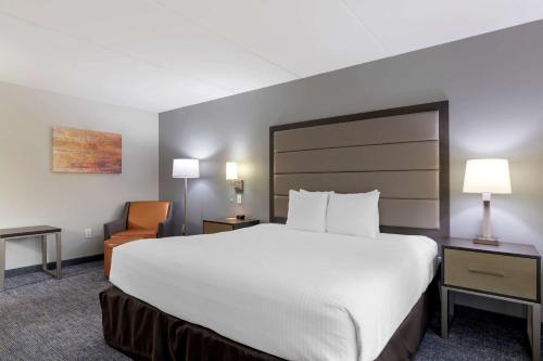 a hotel room with a large bed and a chair at Best Western Plus McAllen Airport Hotel in McAllen