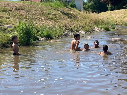 a group of people swimming in the water at Landhaus ELisabeth Schwarzenberger in Obereching